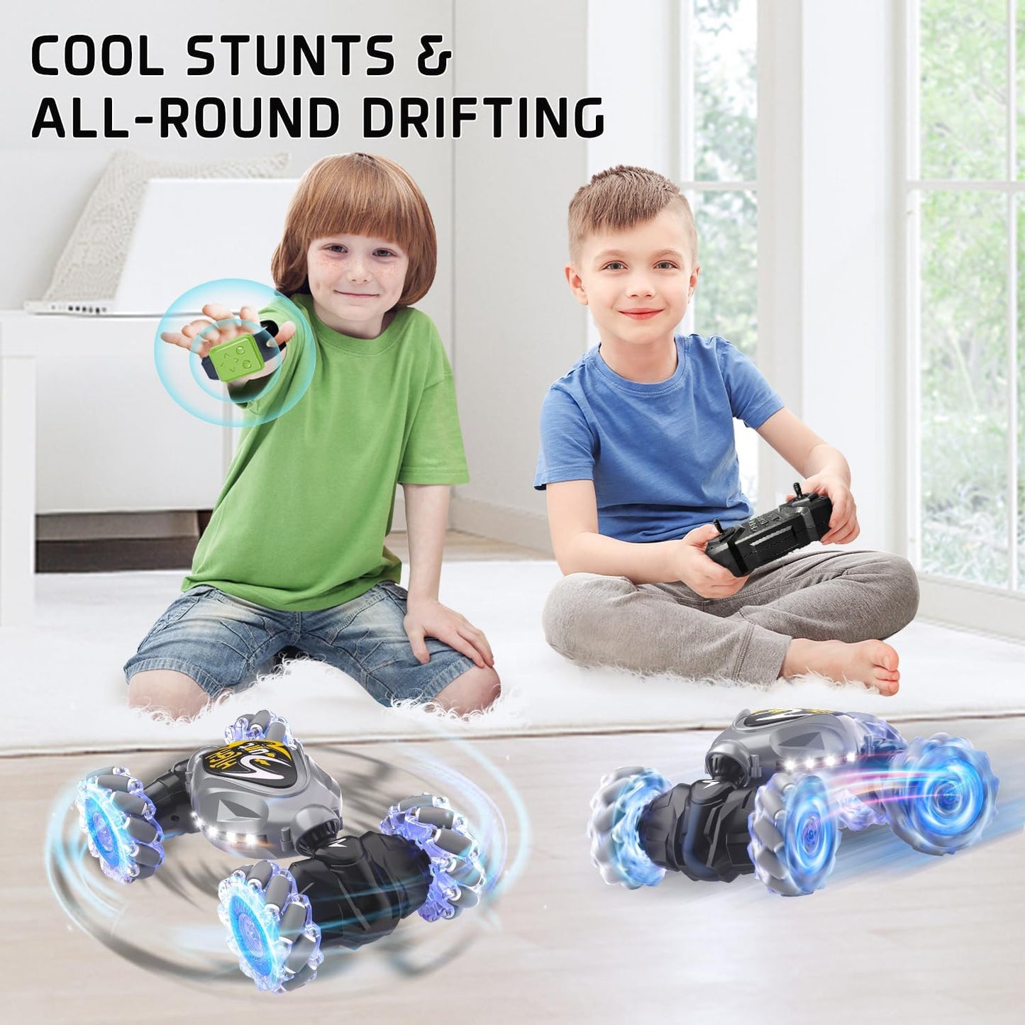 Terucle RC Cars, 2.4Ghz 4WD New Gravity Gesture Sensing Remote Control Car Toys, RC Stunt Twust Car Toys for 6-12 yr Boys & Girls, RC Drift Car with Light Music Best Gift for Kids Age 7 8 9 10 11 yr