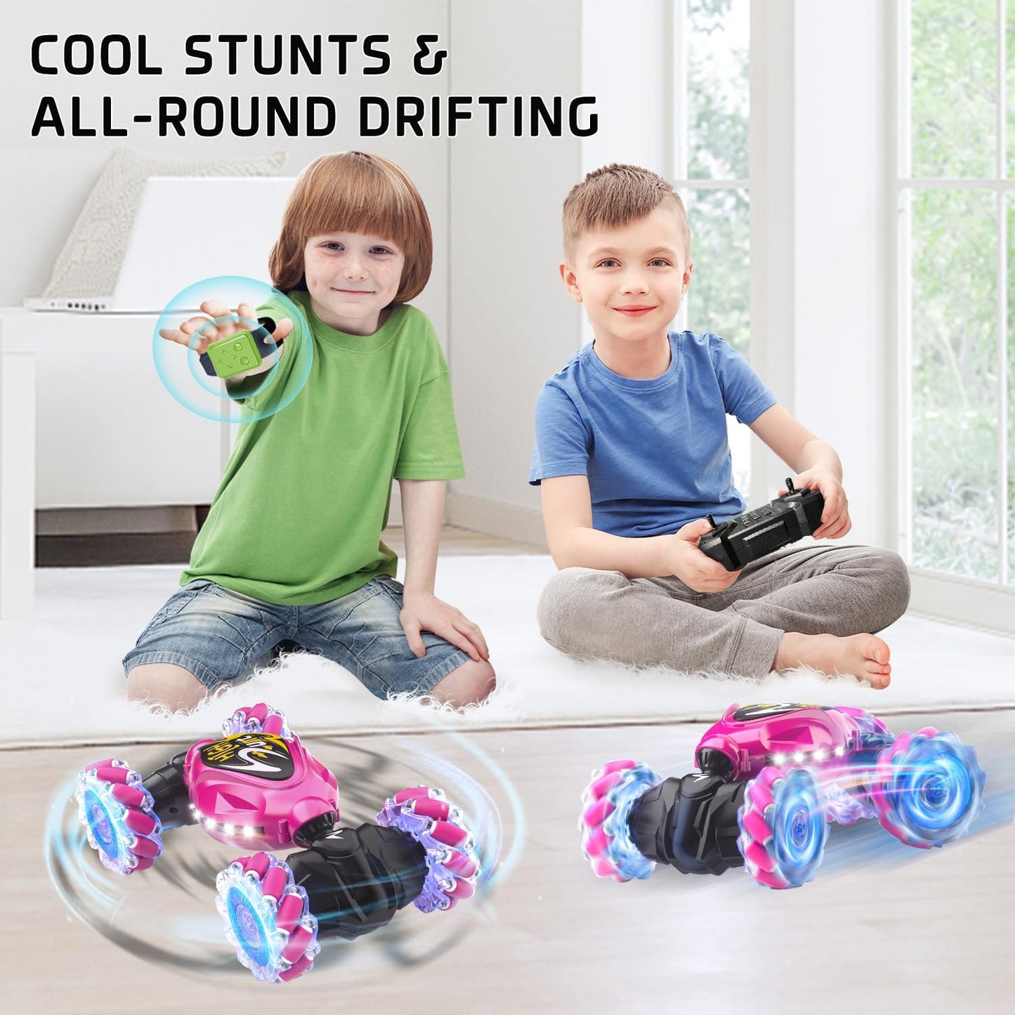 Terucle RC Cars, 2.4Ghz 4WD New Gravity Gesture Sensing Remote Control Car Toys, RC Stunt Twust Car Toys for 6-12 yr Boys & Girls, RC Drift Car with Light Music Best Gift for Kids Age 7 8 9 10 11 yr