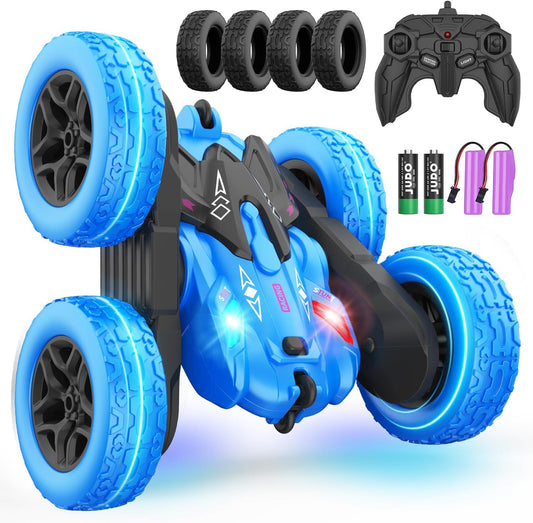 Terucle Remote Control Car, RC Cars Stunt RC Car Toys Double-Sided 360° Rotating Headlights Upgraded 4WD Rc Drift Truck Fast Kid Toys for Boys 812 Year Old Remote Control Toys (Blue)